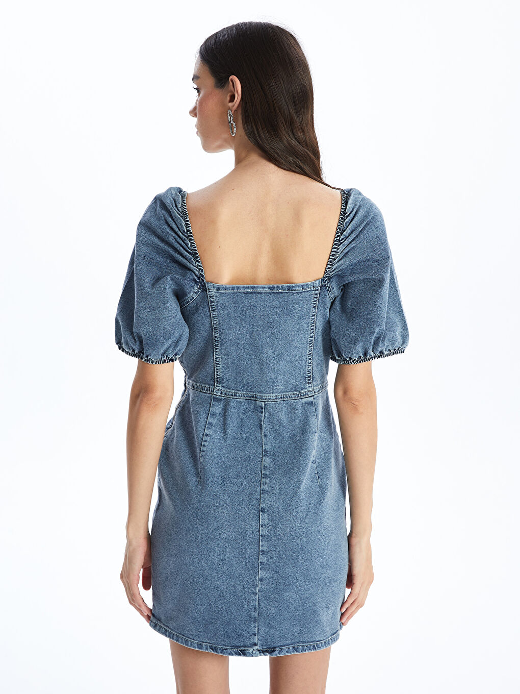 XSIDE Square Collar Women's Denim Dress -S48291Z8-Q6L