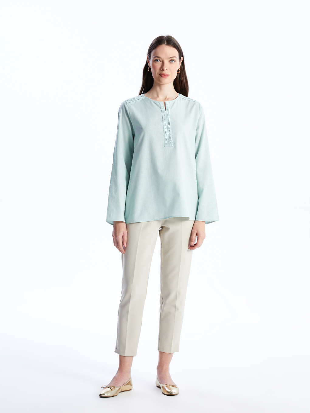 Turtleneck Embroidered Long Sleeve Women