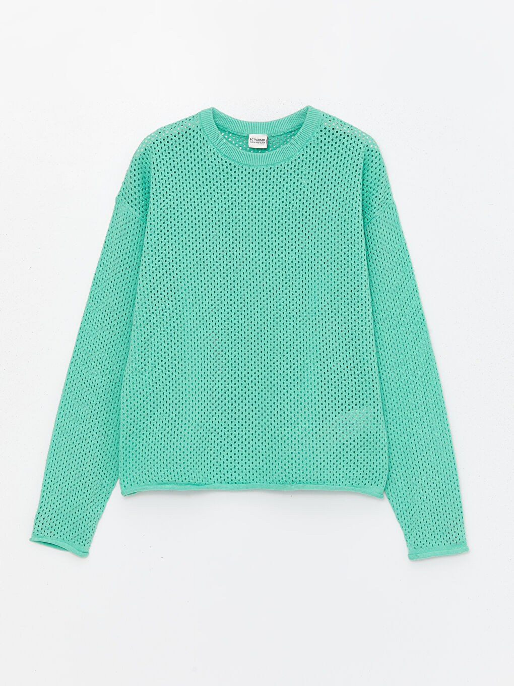 Crew Neck Openwork Girl's Knitwear Sweater -S48913Z4-GGD