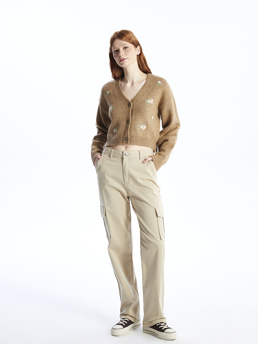 Standard Fit Gabardine Women's Cargo Pants -S48939Z8-SXC 