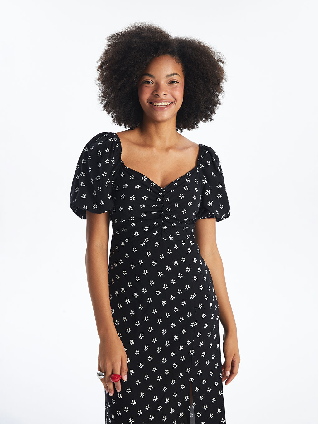 Sweetheart Neck Floral Short Sleeve Women's Dress -S48967Z8