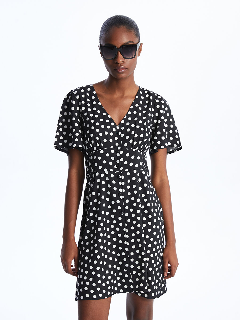 Polka dot dress short sleeve top