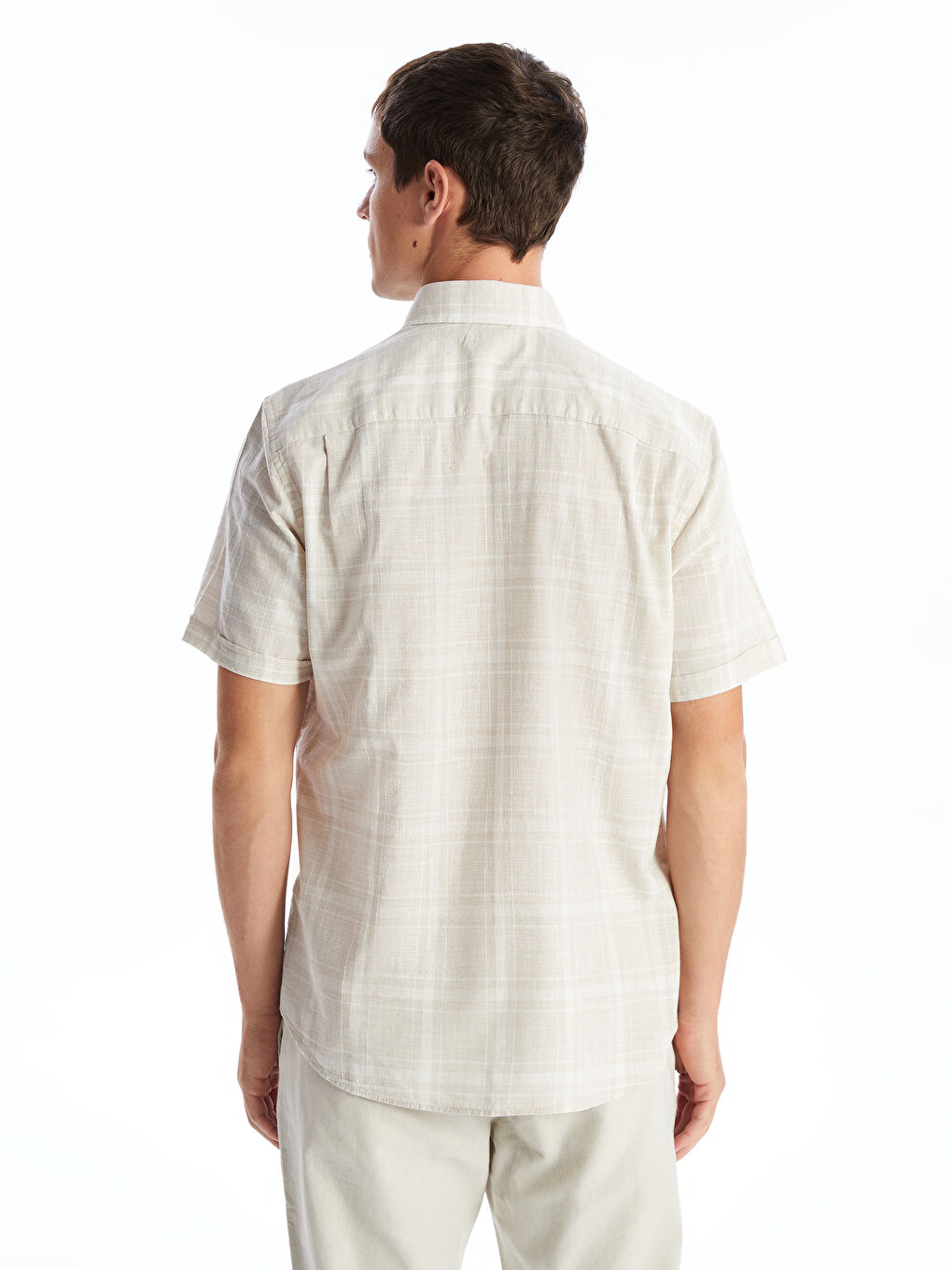 Regular Fit Short Sleeve Plaid Dobby Men's Shirt -S4AF19Z8