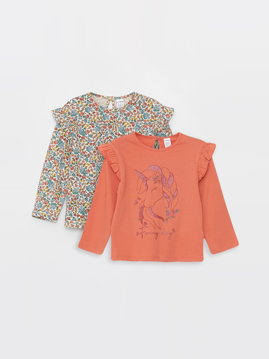 Crew Neck Long Sleeve Baby Girl T-Shirt, Pack of 2 -S4AI46Z1-GQ1 -  S4AI46Z1-GQ1 - LC Waikiki