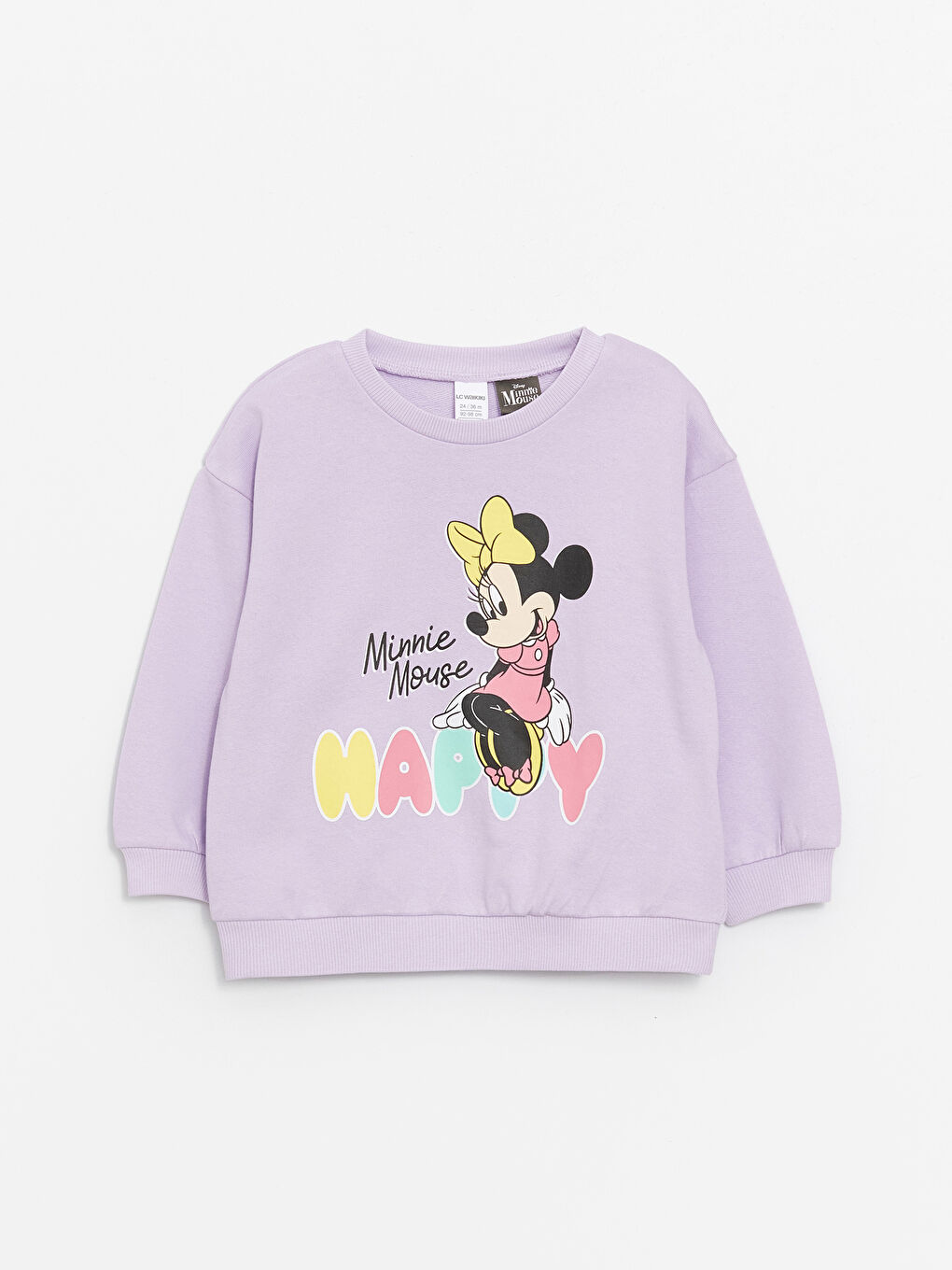 Crew Neck Long Sleeved Minnie Mouse Printed Baby Girl