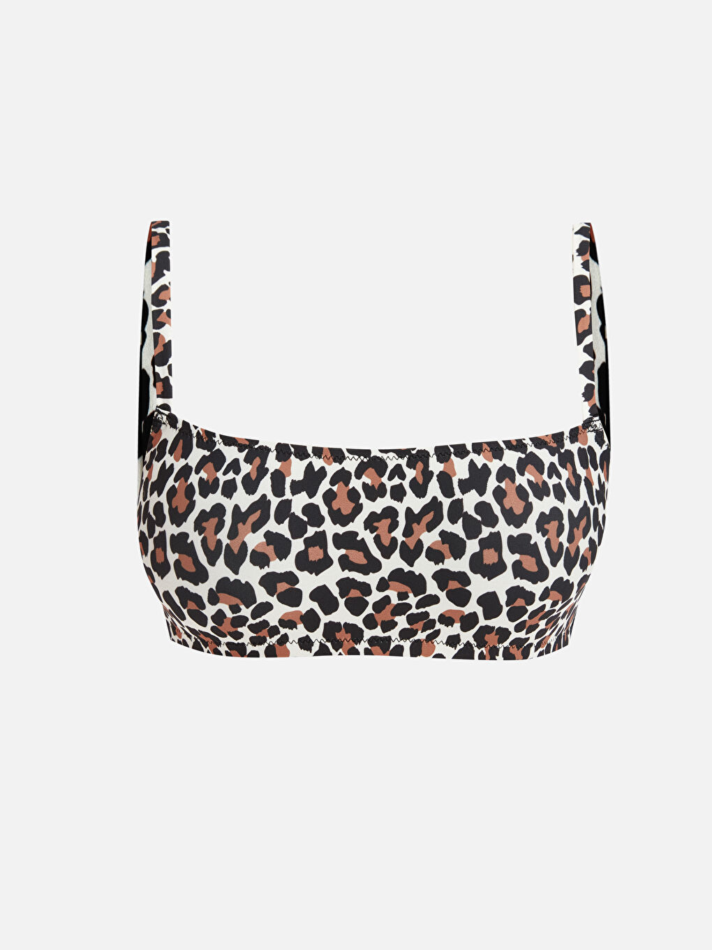 Leopard Print Women's Bikini Top with Stitched Pads