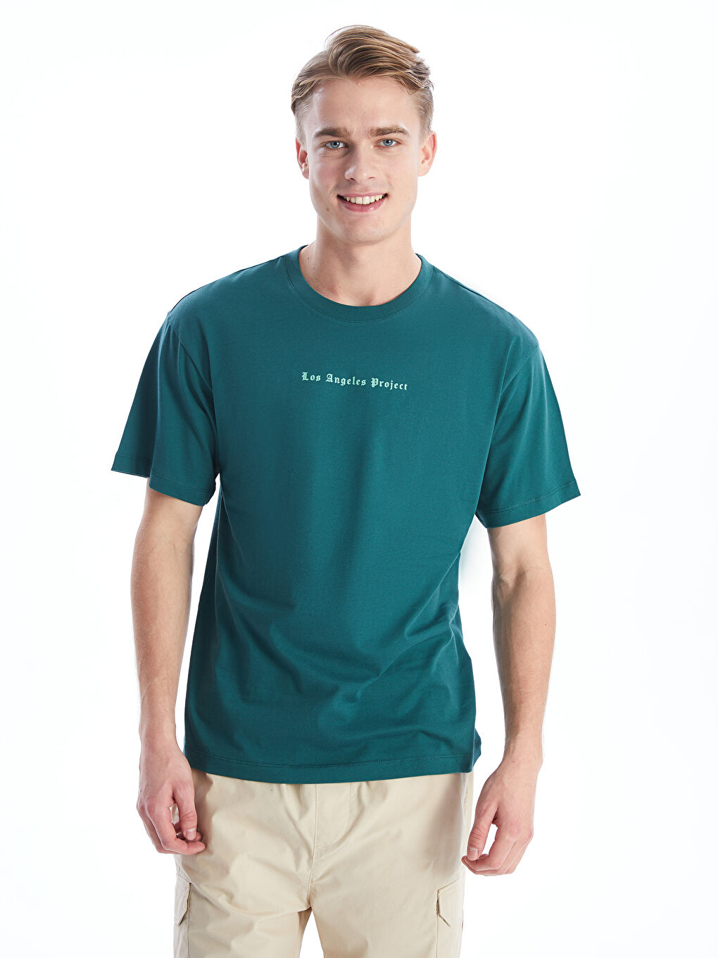 Crew Neck Short Sleeve Printed Combed Cotton Men's T-shirt