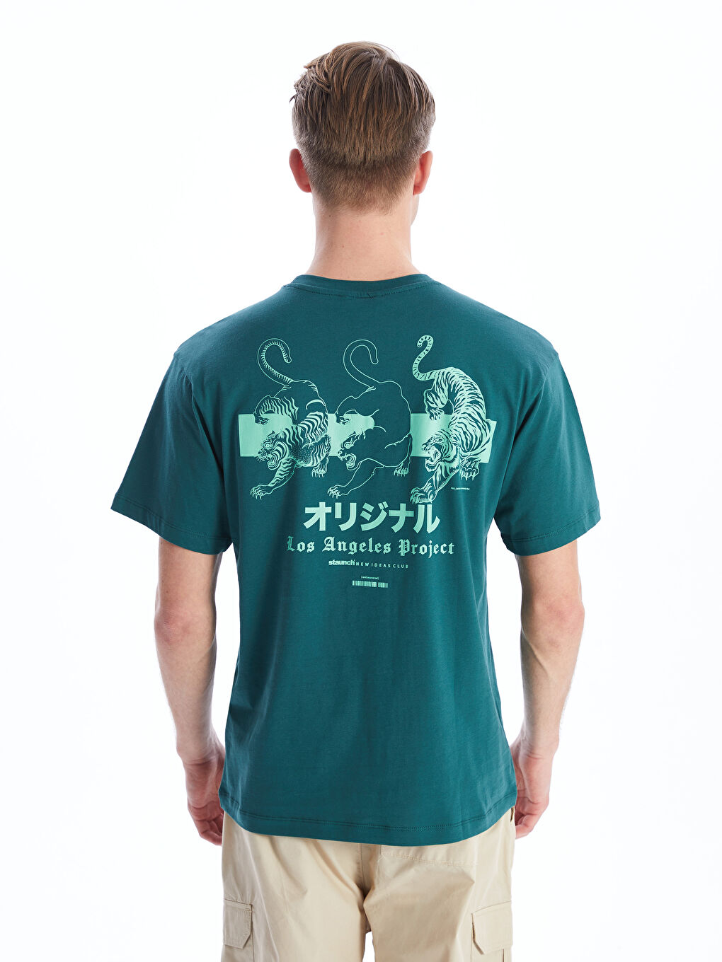 憧れの Printed Sleeve Short Neck Crew Combed T-shirt Men's Cotton 陸上用シャツ