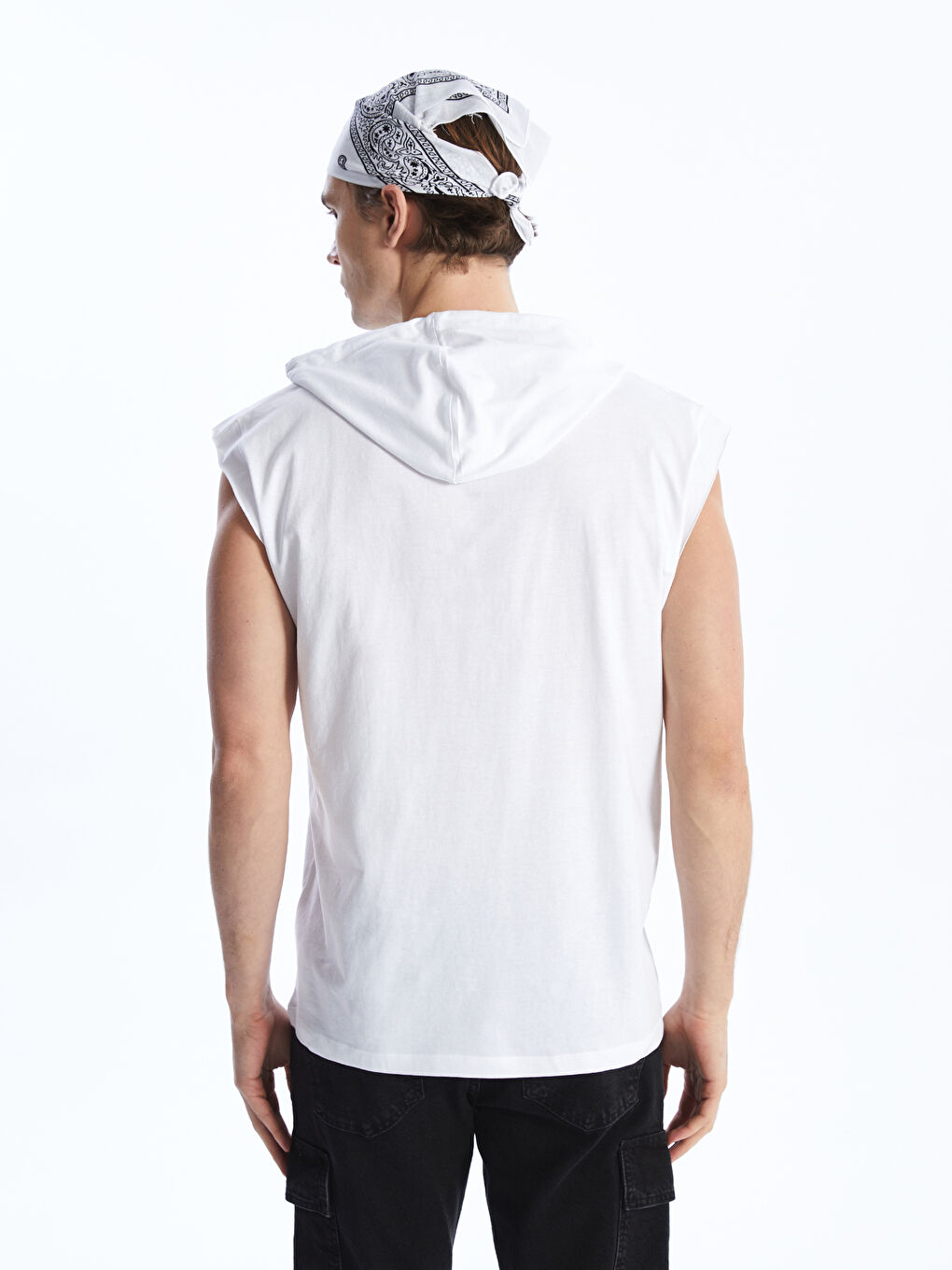 Men's Hooded Sleeveless T-Shirt -S4BS86Z8-Q6K - S4BS86Z8-Q6K Men's Hooded Sleeveless T-Shirt -S4BS86Z8-Q6K - S4BS86Z8-Q6K