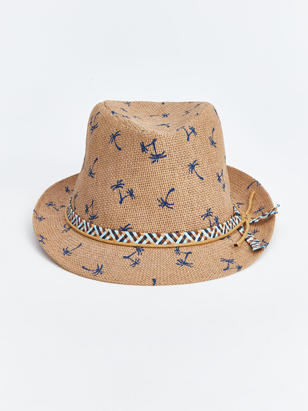 Printed Boy's Straw Fedora Hat -S4BY47Z4-P37 - S4BY47Z4-P37 Printed Boy's Straw Fedora Hat -S4BY47Z4-P37 - S4BY47Z4-P37