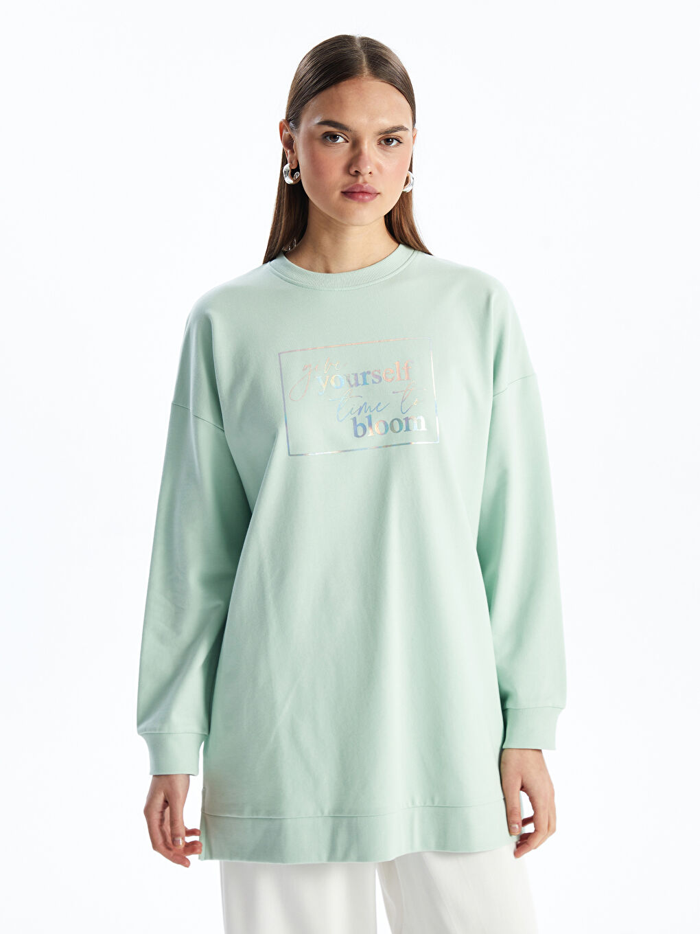 Womens crew neck tunic sweatshirt outlet
