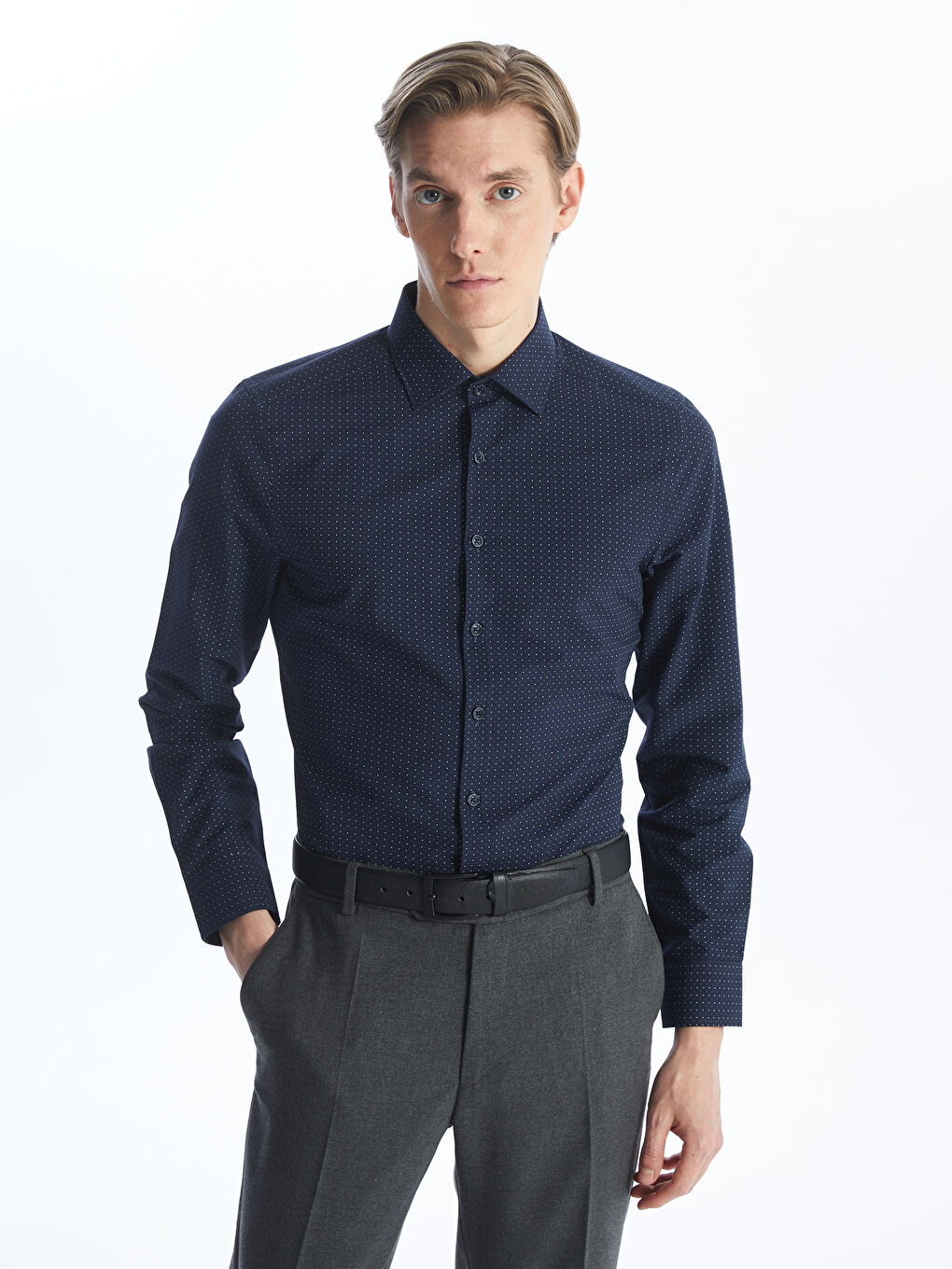 LC WAIKIKI Slim Fit Long Sleeve Patterned Poplin Men's Shirt