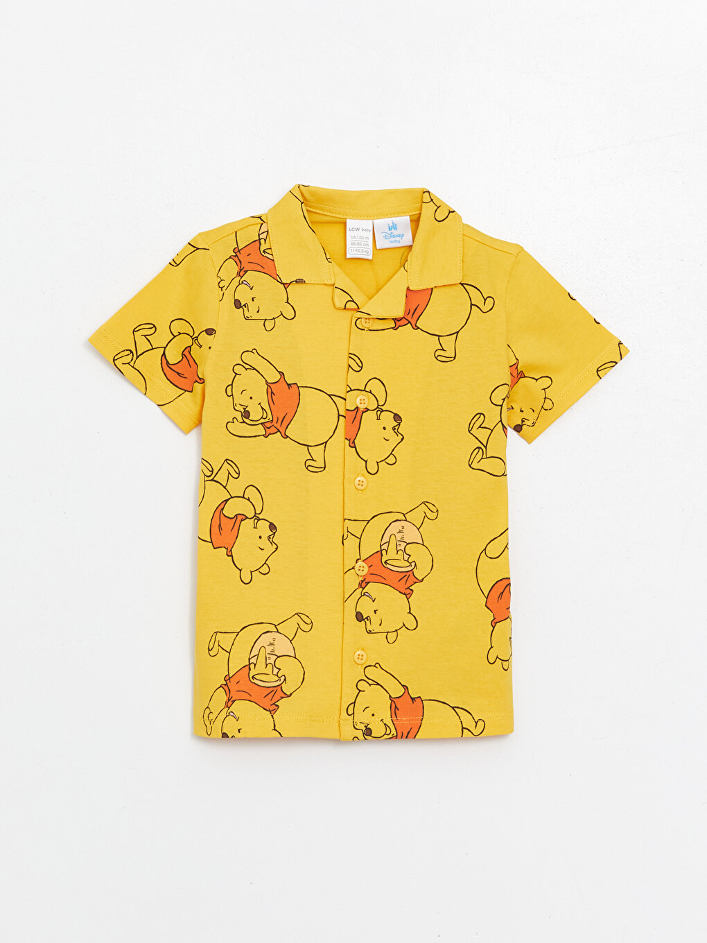 Shirt Collar Short Sleeve Winnie the Pooh Printed Baby Boy Pajamas 