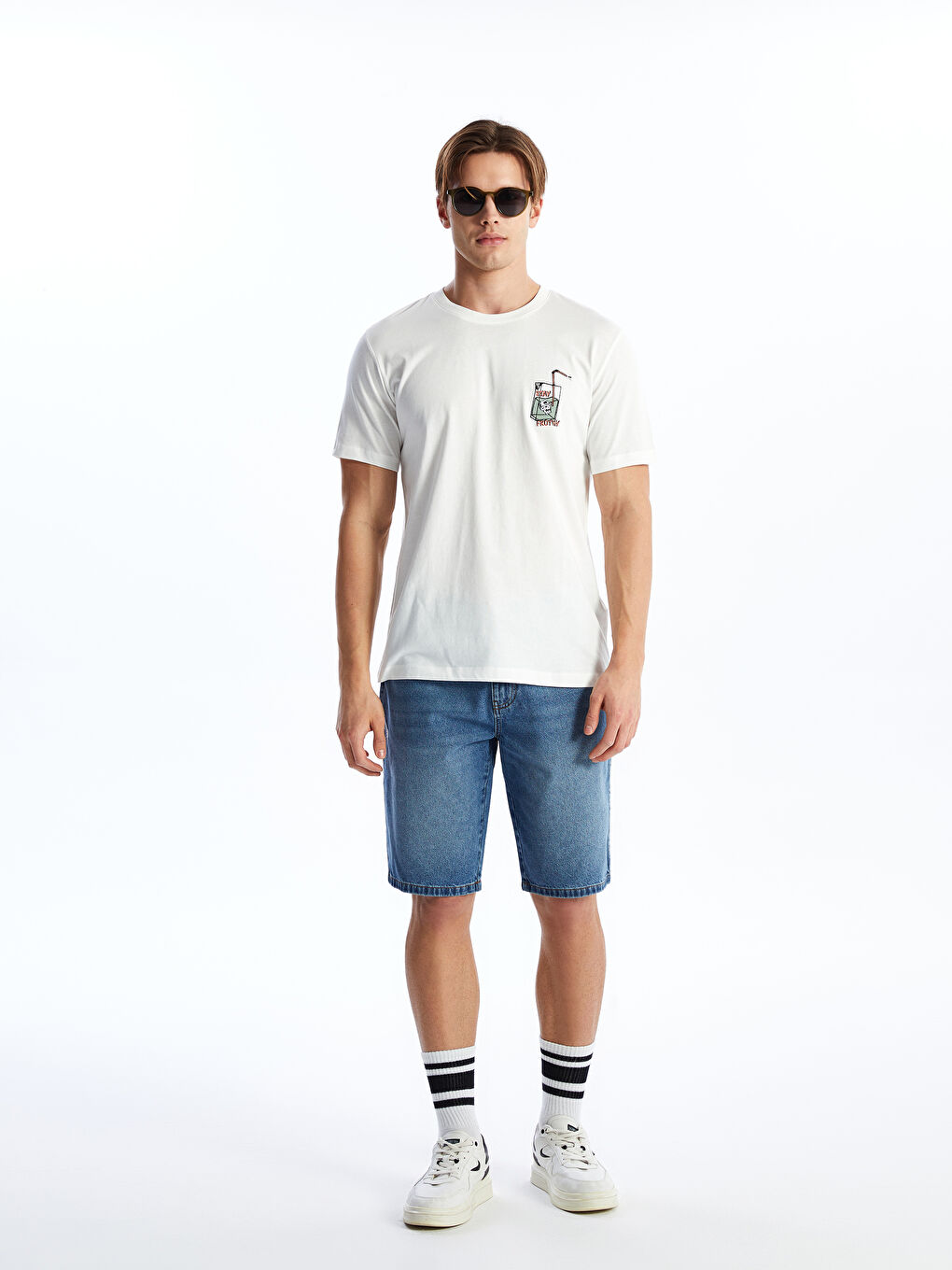 Crew Neck Short Sleeve Printed Combed Cotton Men's T-shirt