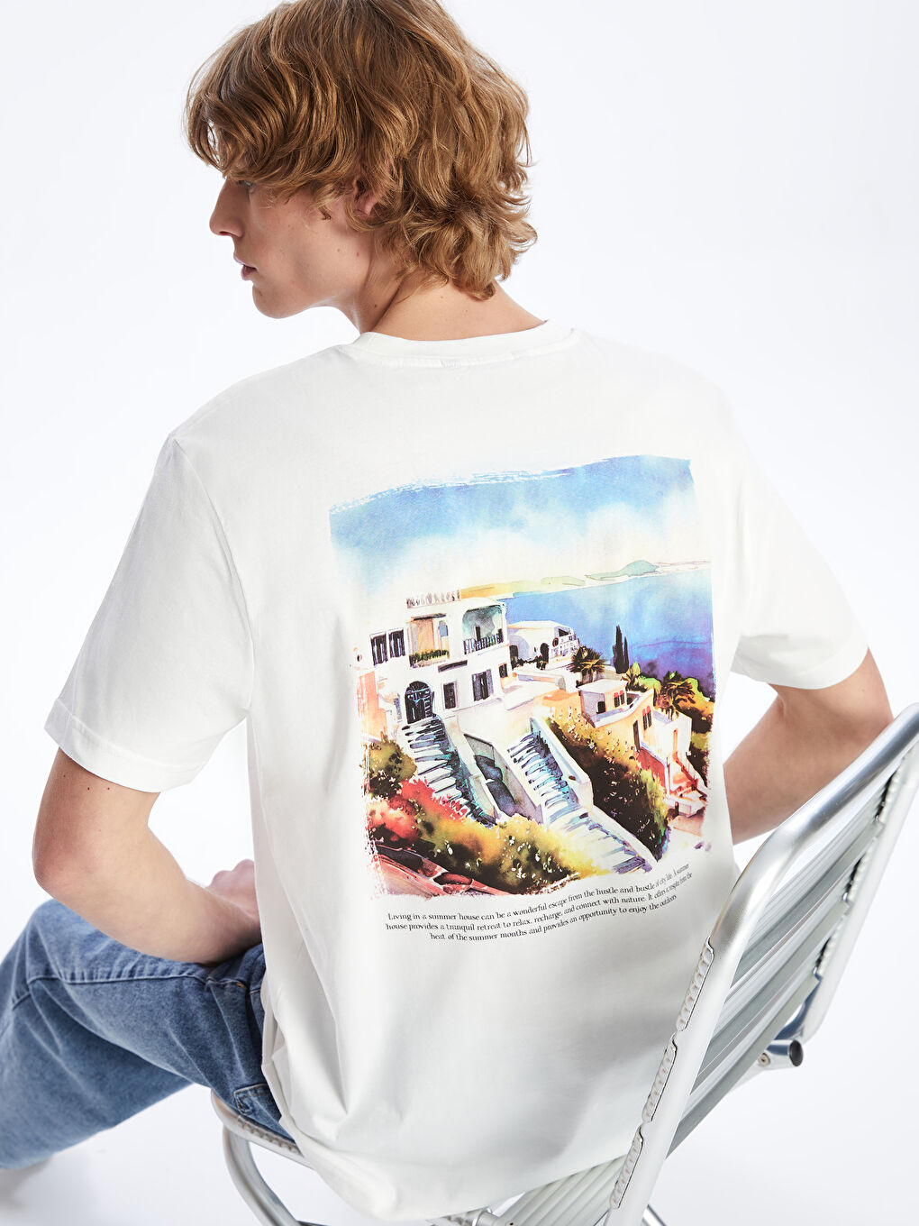 XSIDE Crew Neck Short Sleeve Printed Combed Cotton Men's T