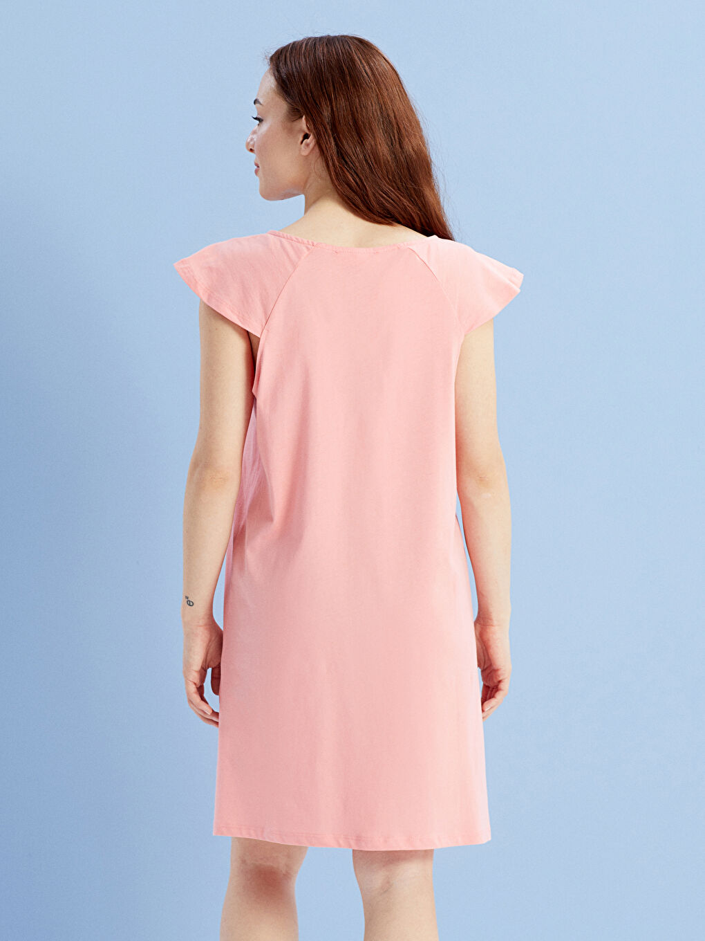 Petite Tie Collar Plain Short Sleeve Women's Nightgown