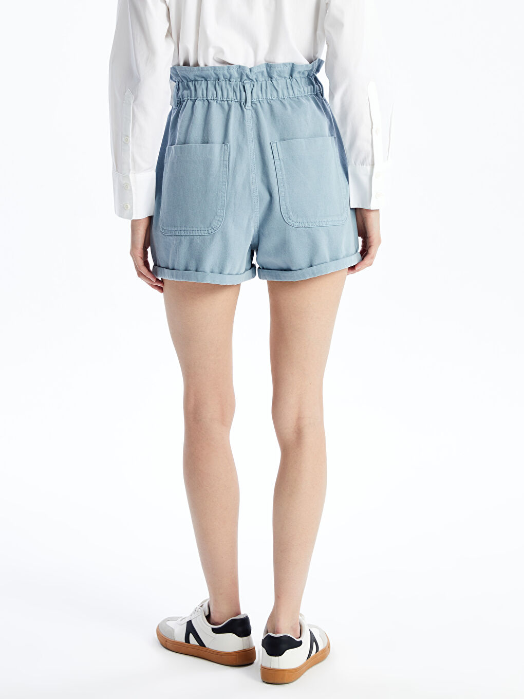 Elastic waist jean shorts womens sales
