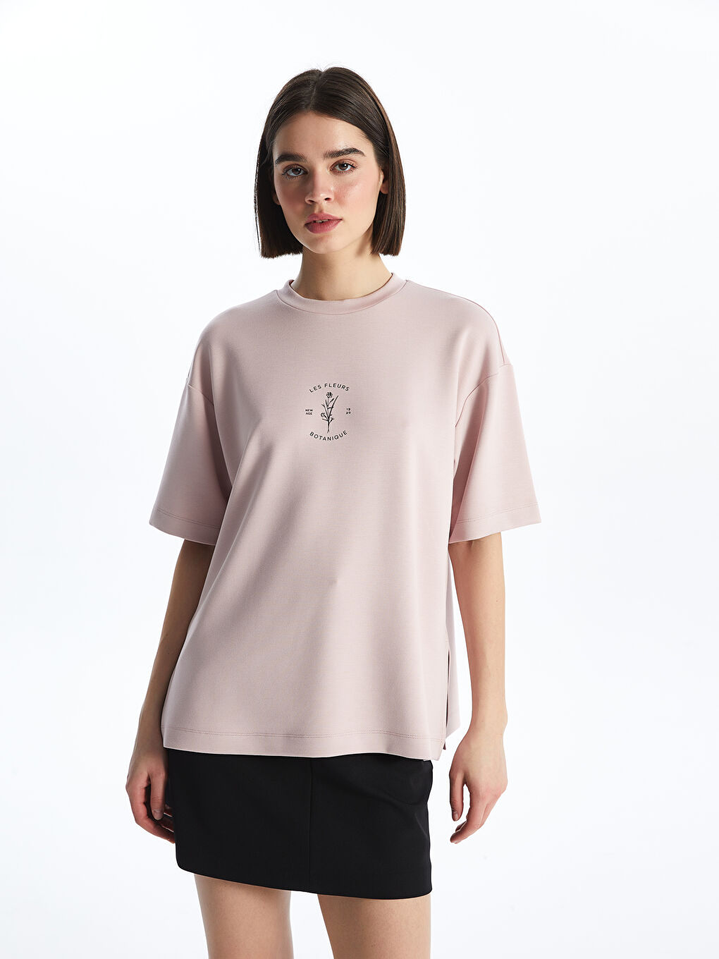 Crew Neck Printed Short Sleeve Oversized T-Shirt -S4DJ39Z8 Crew Neck Printed Short Sleeve Oversized T-Shirt -S4DJ39Z8