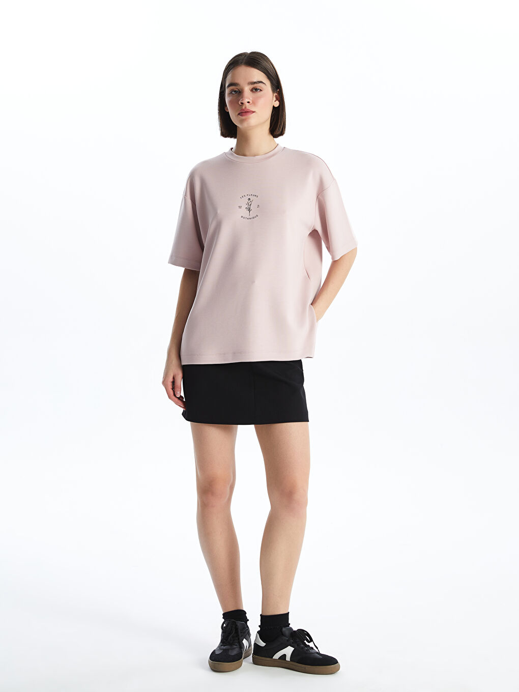 Crew Neck Printed Short Sleeve Oversized T-Shirt -S4DJ39Z8 Crew Neck Printed Short Sleeve Oversized T-Shirt -S4DJ39Z8