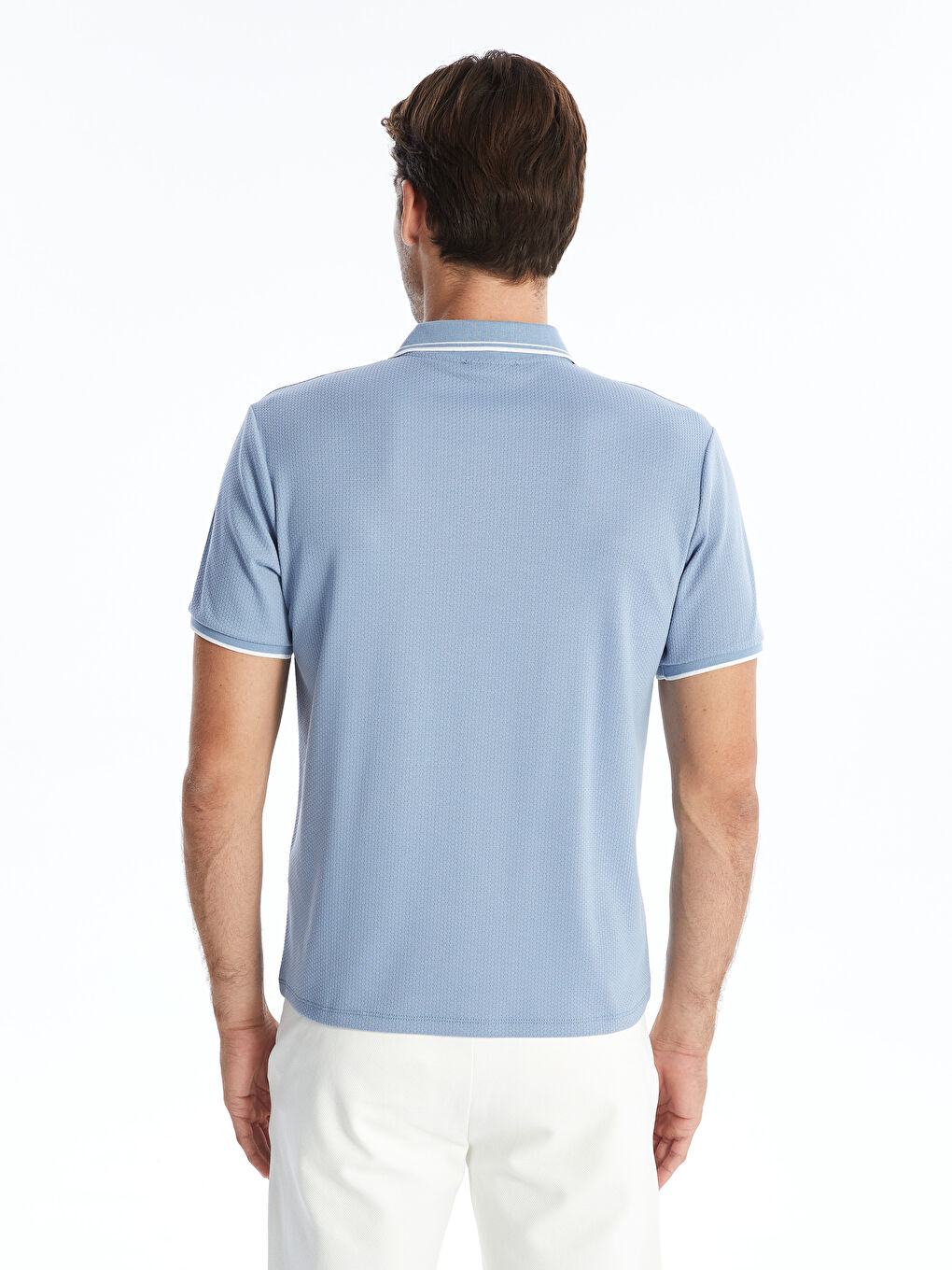 Polo Neck Short Sleeve Men's Textured T-Shirt -S4DL40Z8-V67