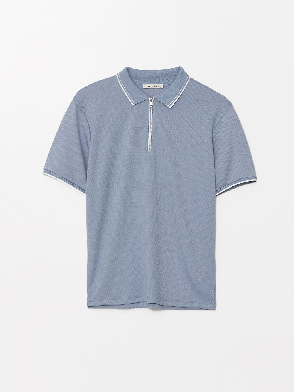 Polo Neck Short Sleeve Men's Textured T-Shirt -S4DL40Z8-V67
