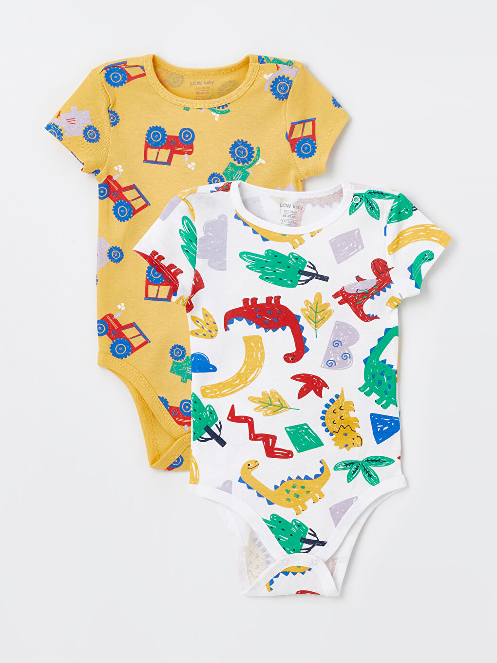 LC WAIKIKI Crew Neck Short Sleeve Printed Baby Boy Bodysuit with