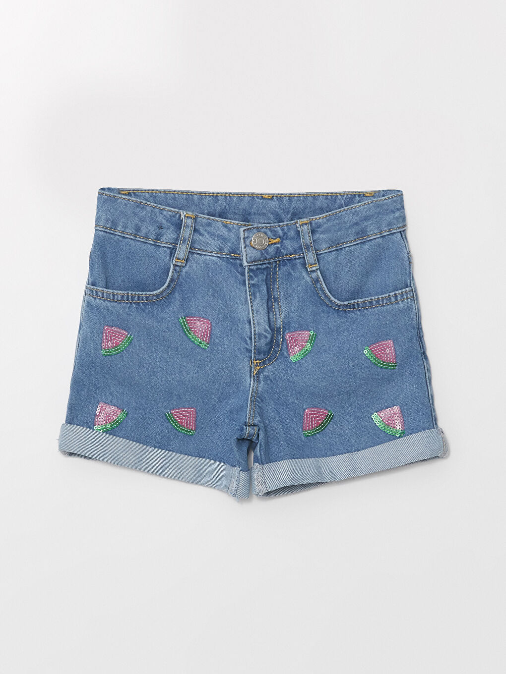 LC WAIKIKI Embroidered Girls' Denim Shorts -S4DQ86Z4-H45