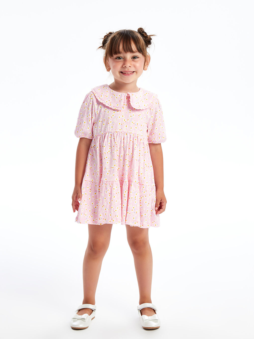 LC WAIKIKI Peter Pan Collar Short Sleeve Floral Patterned