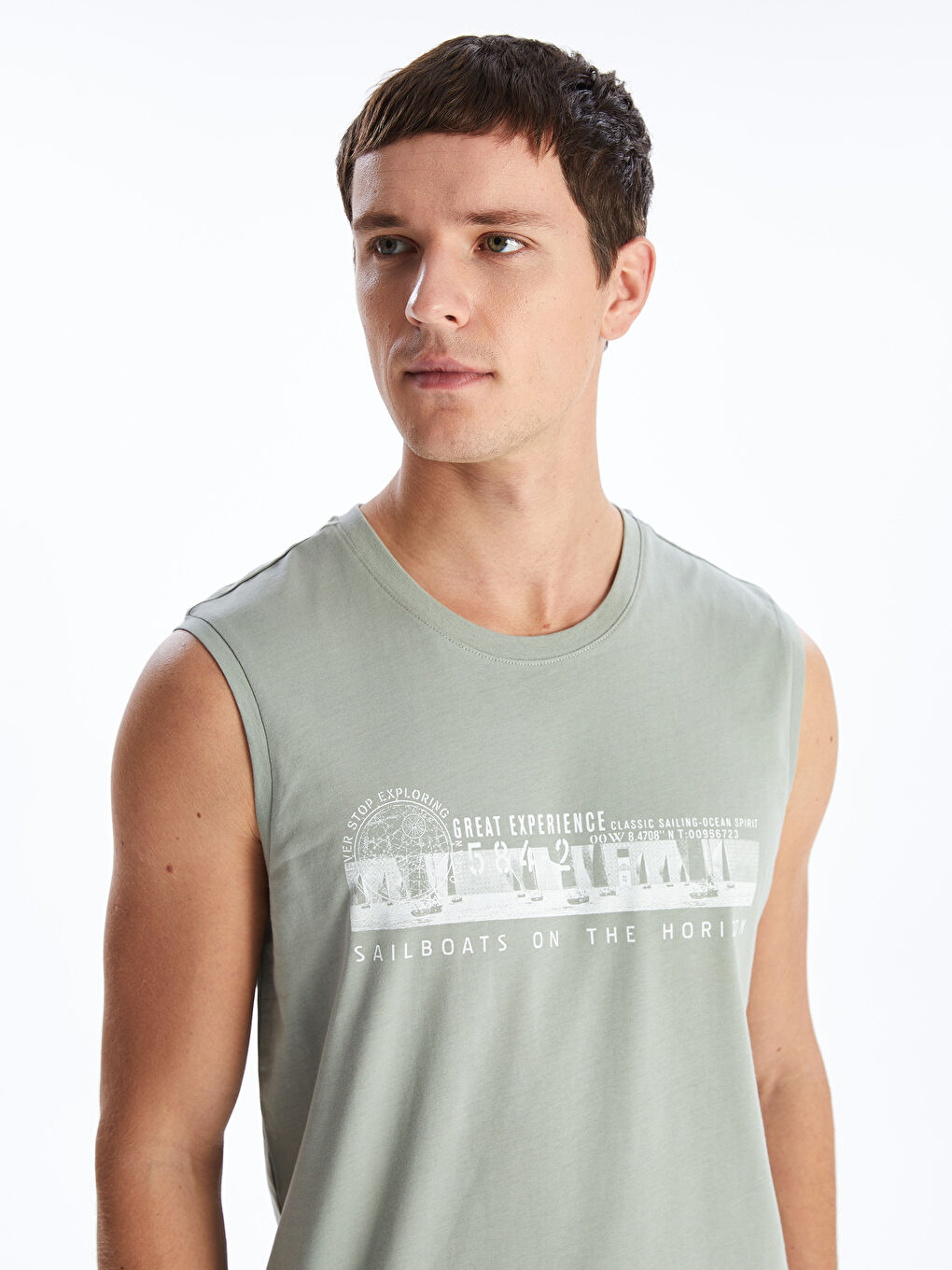 Crew Neck Printed Combed Cotton Men's Sleeveless T-Shirt
