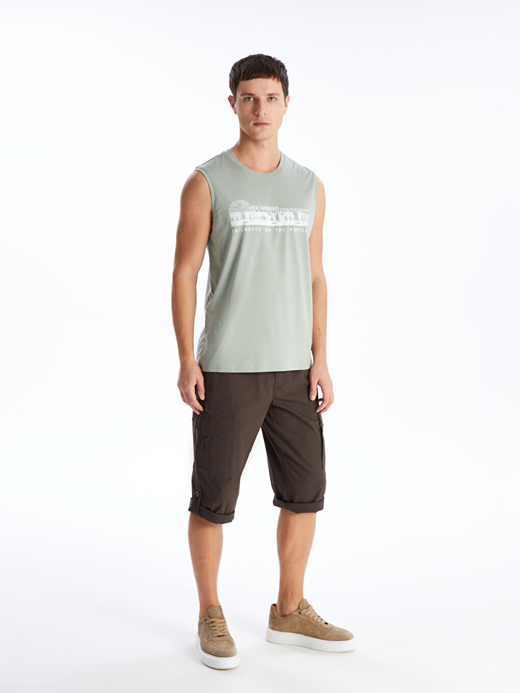 Crew Neck Printed Combed Cotton Men's Sleeveless T-Shirt
