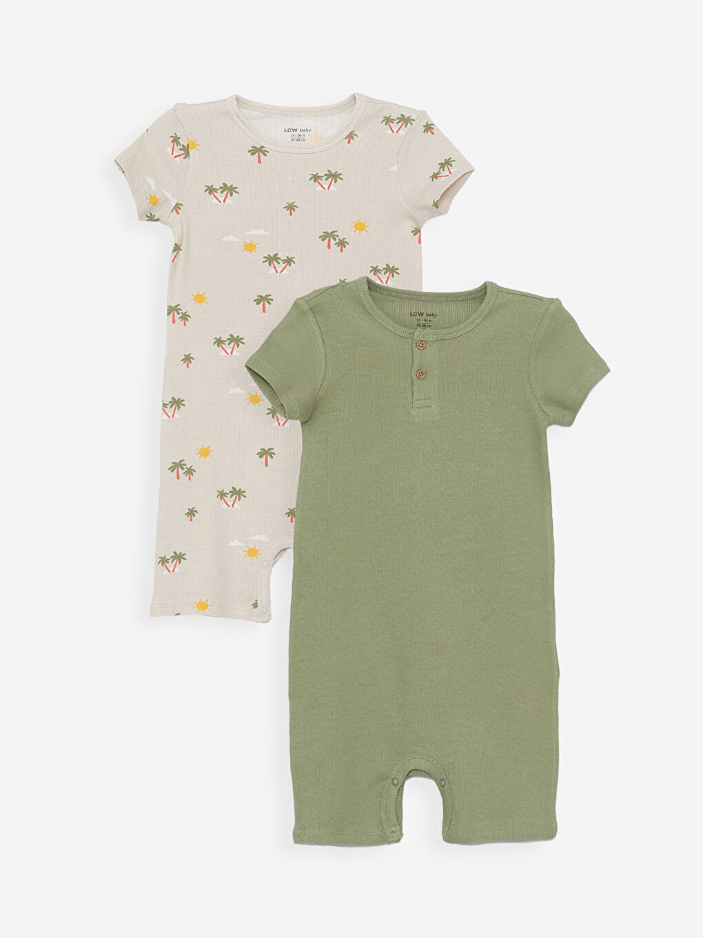 Crew Neck Short Sleeve Printed Cotton Baby Boy Jumpsuit 2 Pieces S4EV34Z1 LQA S4EV34Z1 LQA LC Waikiki