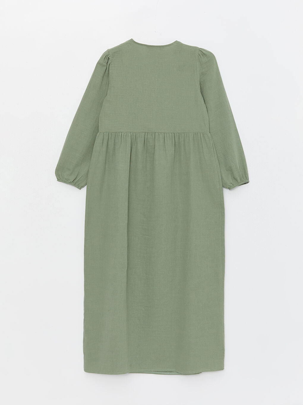 LC WAIKIKI Сукня Жіноча Муслінова Однотонна з Довгими Рукавами та Круглим Вирізом Горловини -S4EY07Z8-V9V