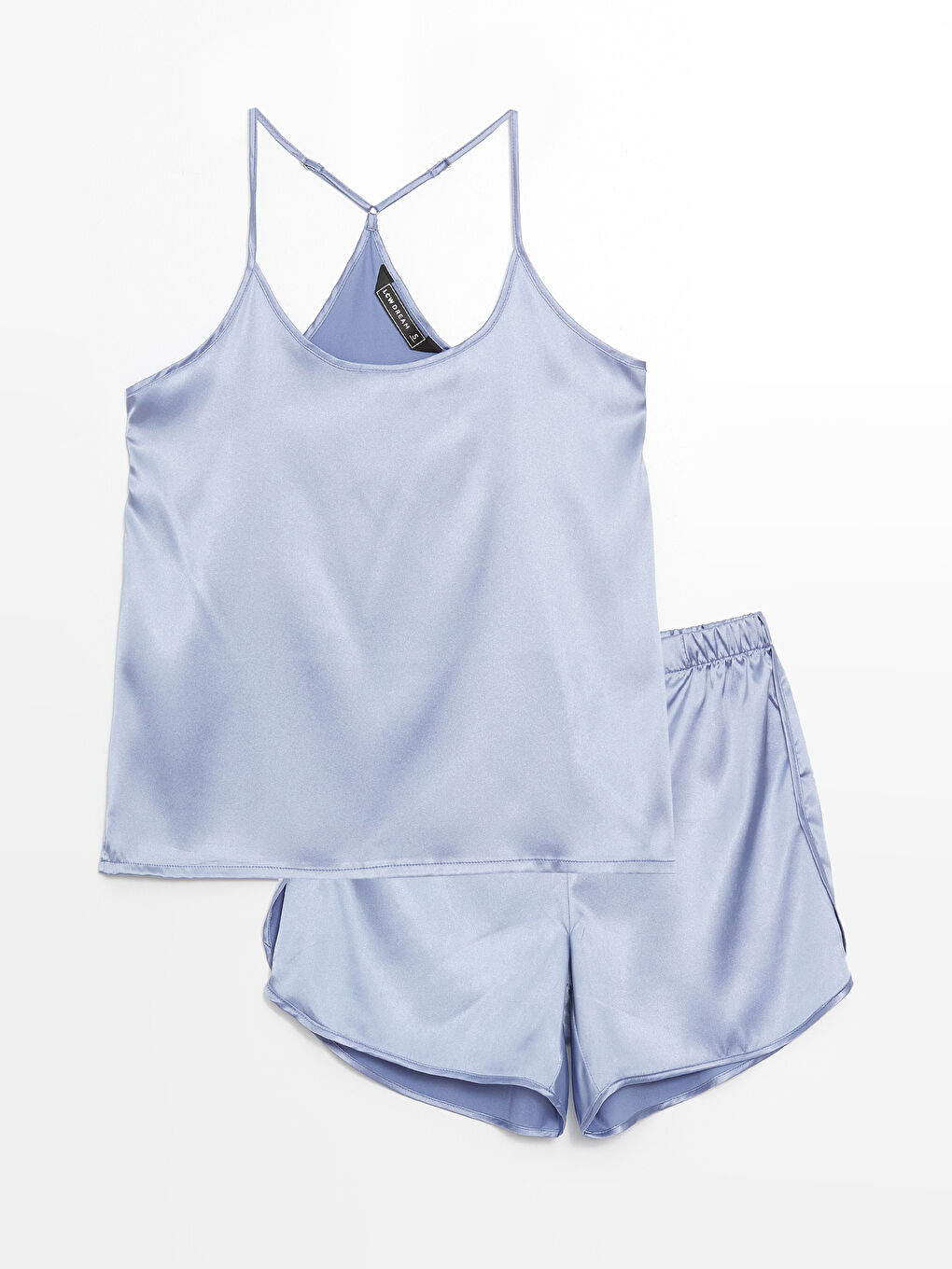 U-Neck Straight Satin Women's Pajama Set with Straps and