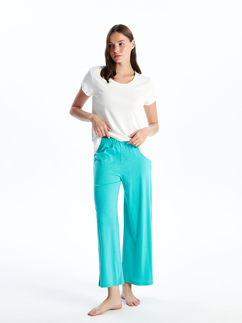 Women s Capri Pajama Bottoms with Elastic Waist S4FU01Z8 GHB S4FU01Z8 GHB LC Waikiki