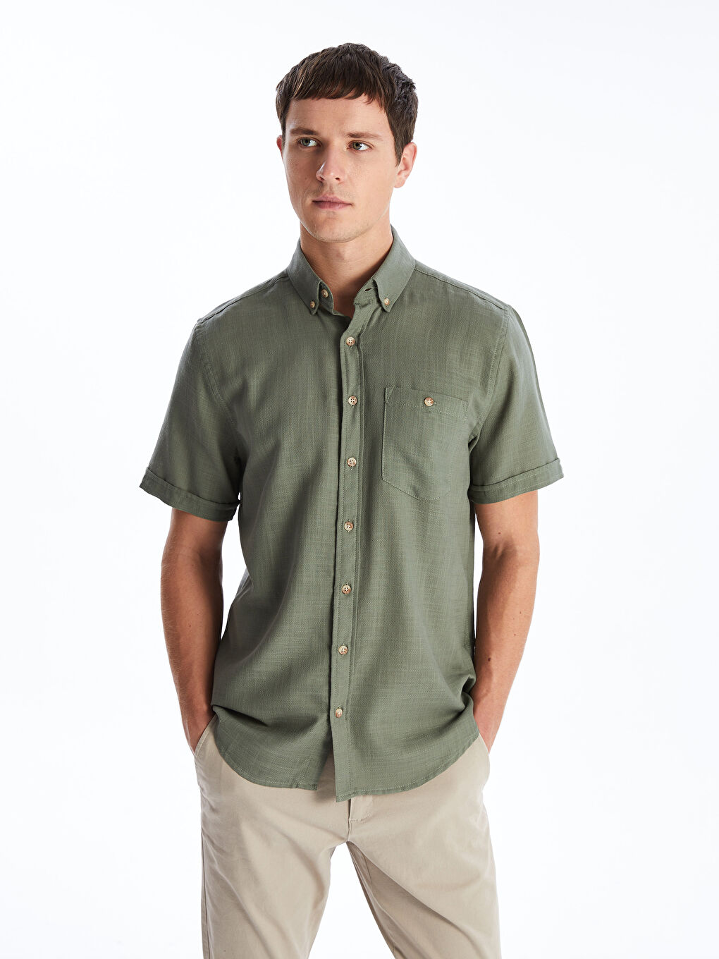 Chemise homme coupe classique en popeline a manches courtes S4FY33Z8 YCY S4FY33Z8 YCY LC Waikiki