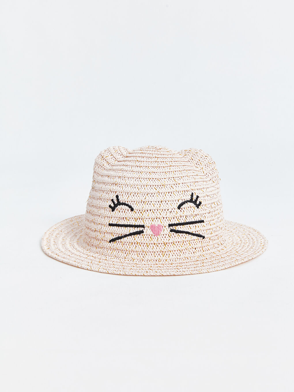 Girl's Straw Fedora Hat with Cat Figure -S4G075Z4-FEJ