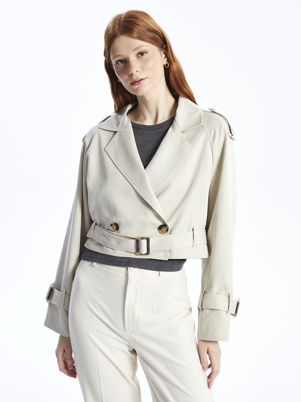 Mens Trench Coat Slim Fit Notched Collar Fall Winter Double