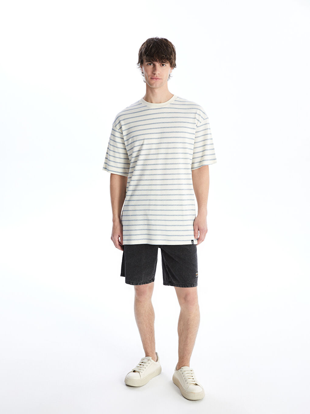 XSIDE Crew Neck Short Sleeve Striped Jersey Men's T-Shirt