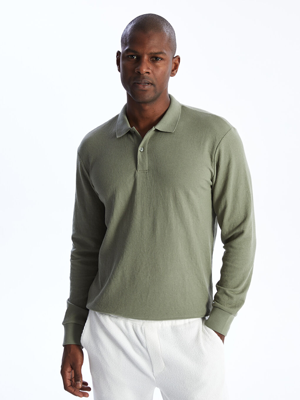 Mens long sleeve hotsell polo collar sweatshirt