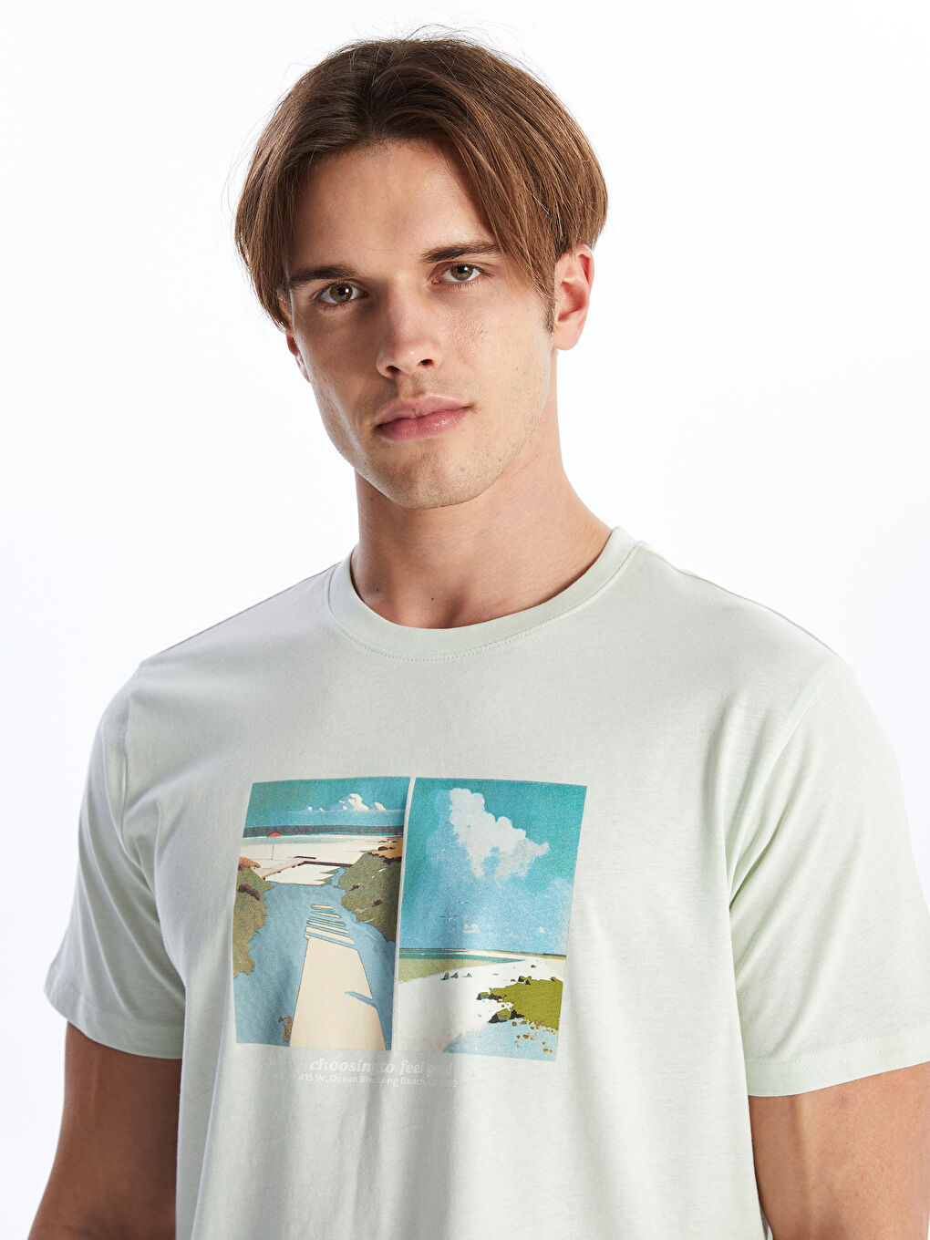 Crew Neck Short Sleeve Printed Combed Cotton Men's T-shirt
