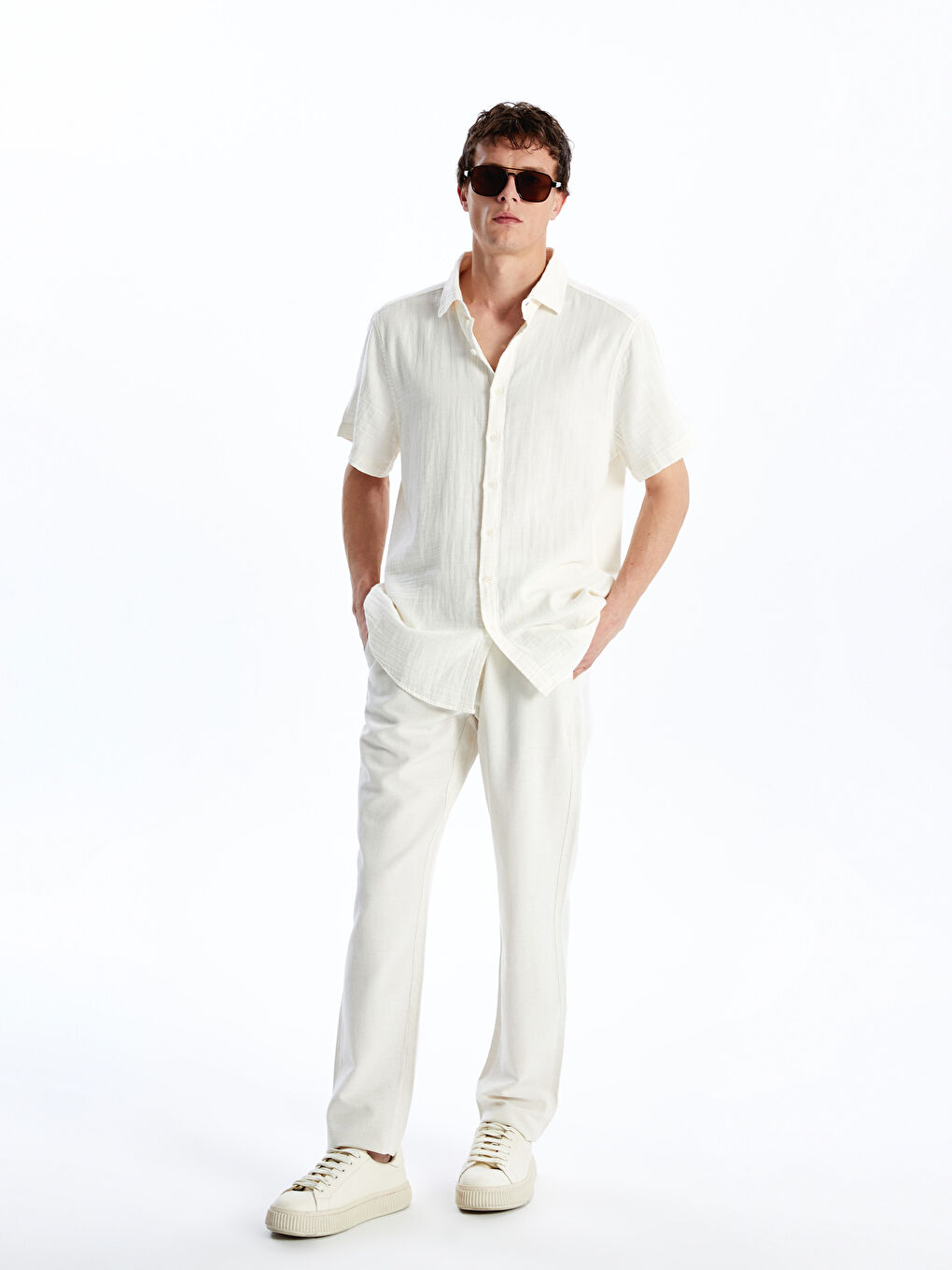 Standard Fit Linen Blended Men's Trousers -S4GJ35Z8-MB0 Standard Fit Linen Blended Men's Trousers -S4GJ35Z8-MB0