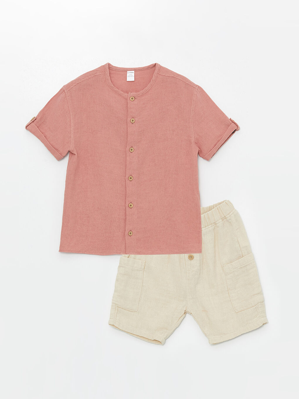 Crew Neck Short Sleeve Basic Baby Boy Shirt and Shorts 2Pack Set