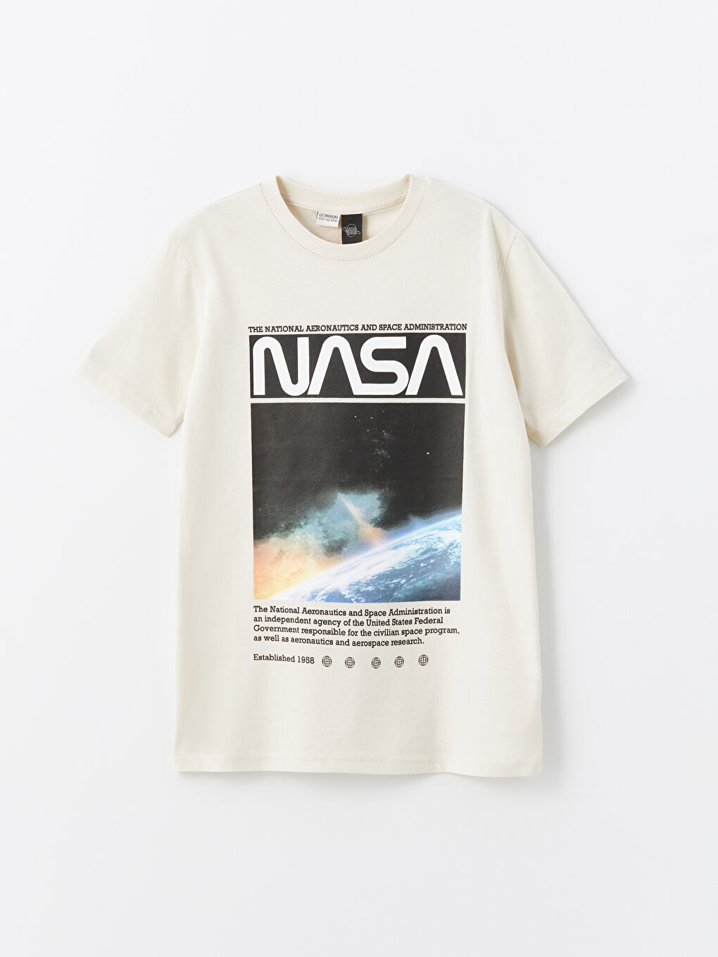 Crew Neck Nasa Printed Short Sleeve Boy T Shirt S4GT47Z4 FWM S4GT47Z4 FWM LC Waikiki
