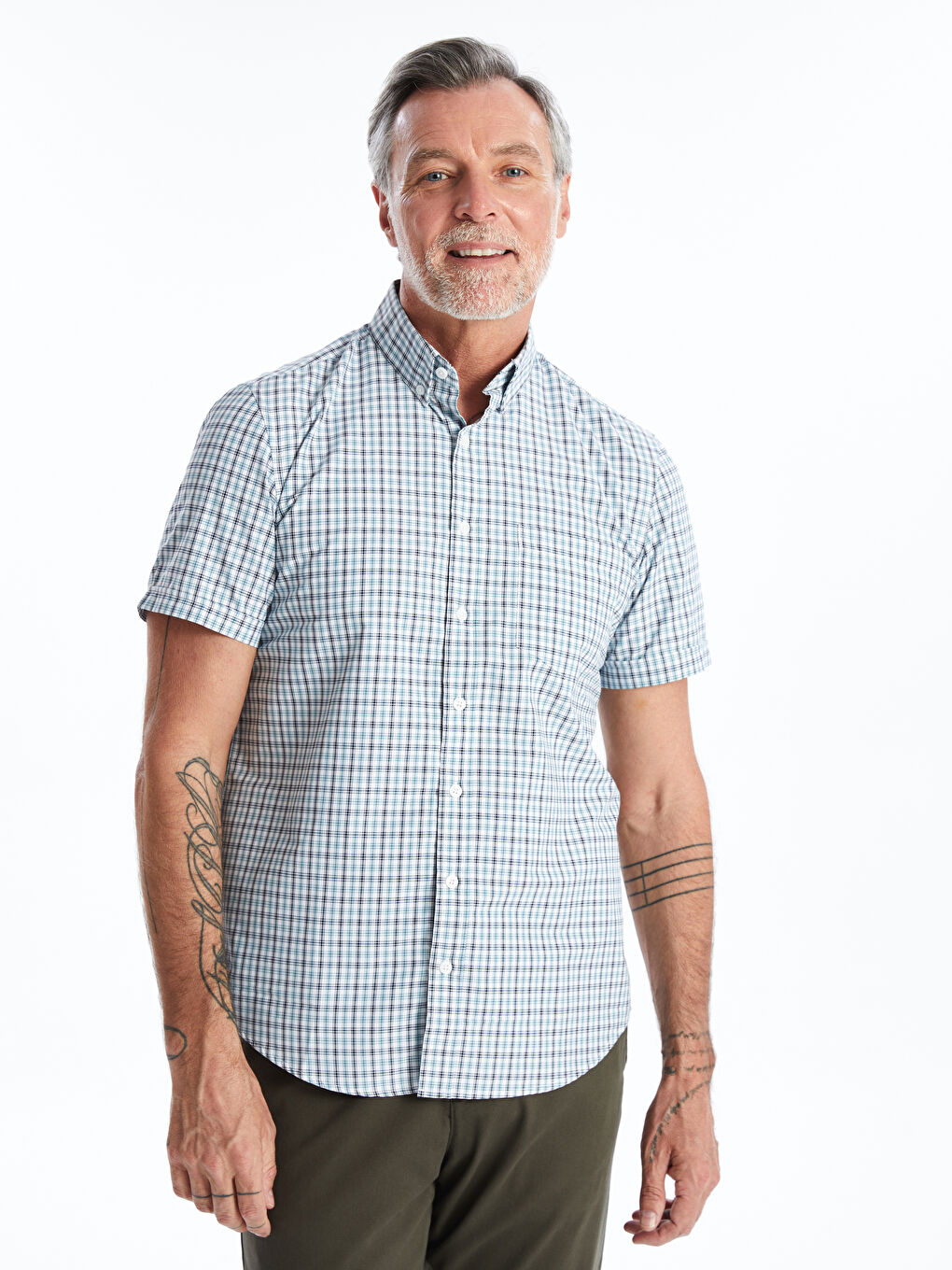 Regular Fit Short Sleeve Plaid Oxford Men's Shirt -S4I843Z8 Regular Fit Short Sleeve Plaid Oxford Men's Shirt -S4I843Z8