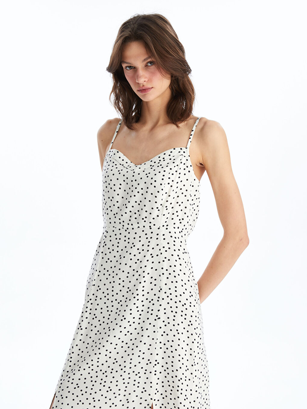 Heart Collar Polka Dot Strap Women's Dress -S4IK84Z8-LQJ