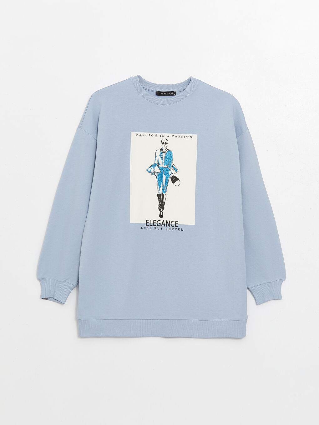 Crew Neck Printed Long Sleeve Women s Sweatshirt Tunic S4IL12Z8 QYC S4IL12Z8 QYC LC Waikiki