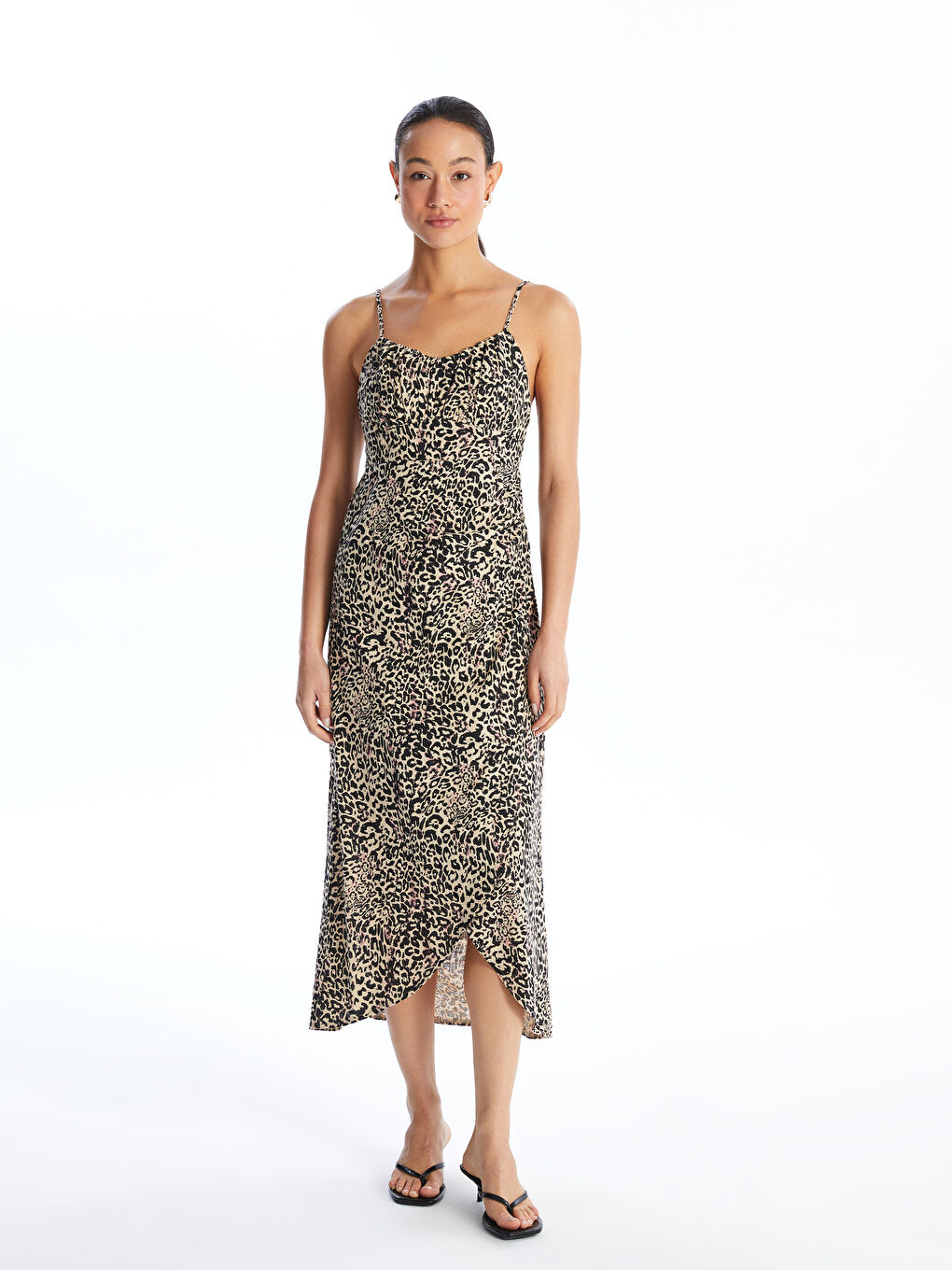 Leopard print strap dress outlet