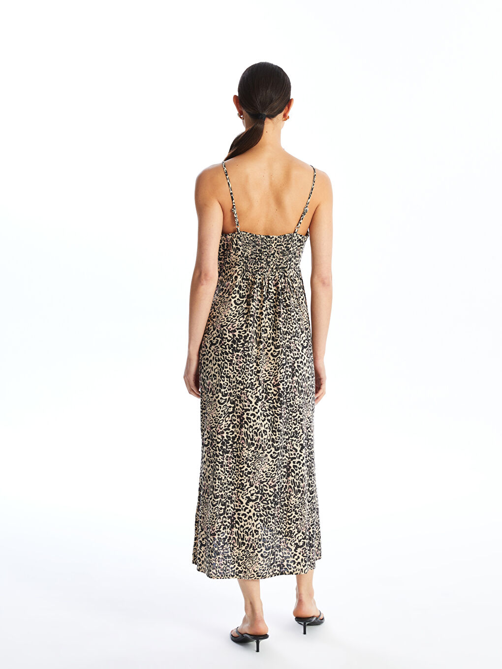 Sweetheart Neck Leopard Print Strap Linen Look Women s Dress S4IV42Z8 LQB S4IV42Z8 LQB LC Waikiki