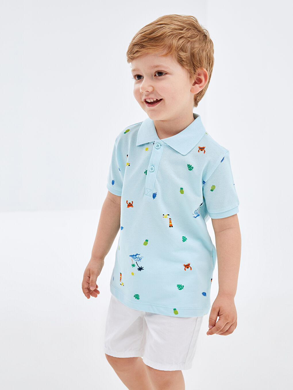 Polo Neck Short Sleeve Printed Baby Boy T Shirt S4JC97Z1 LQT S4JC97Z1 LQT LC Waikiki