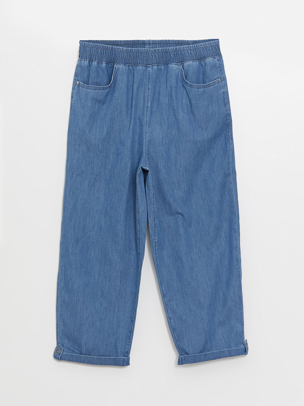 Elastic waist jean capris clearance
